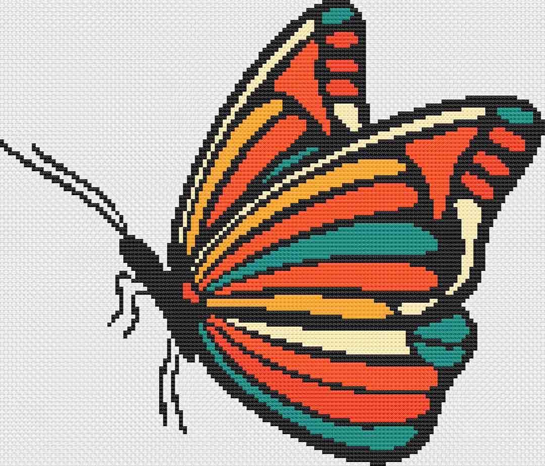 Retro Butterfly - Cross Stitch Pattern