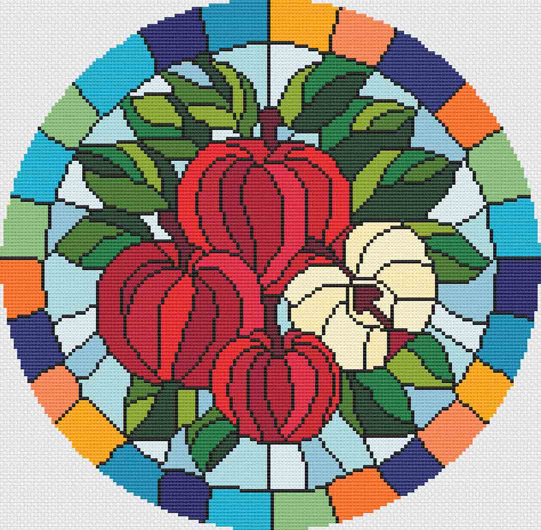 Stained Glass Apples - Cross Stitch Pattern