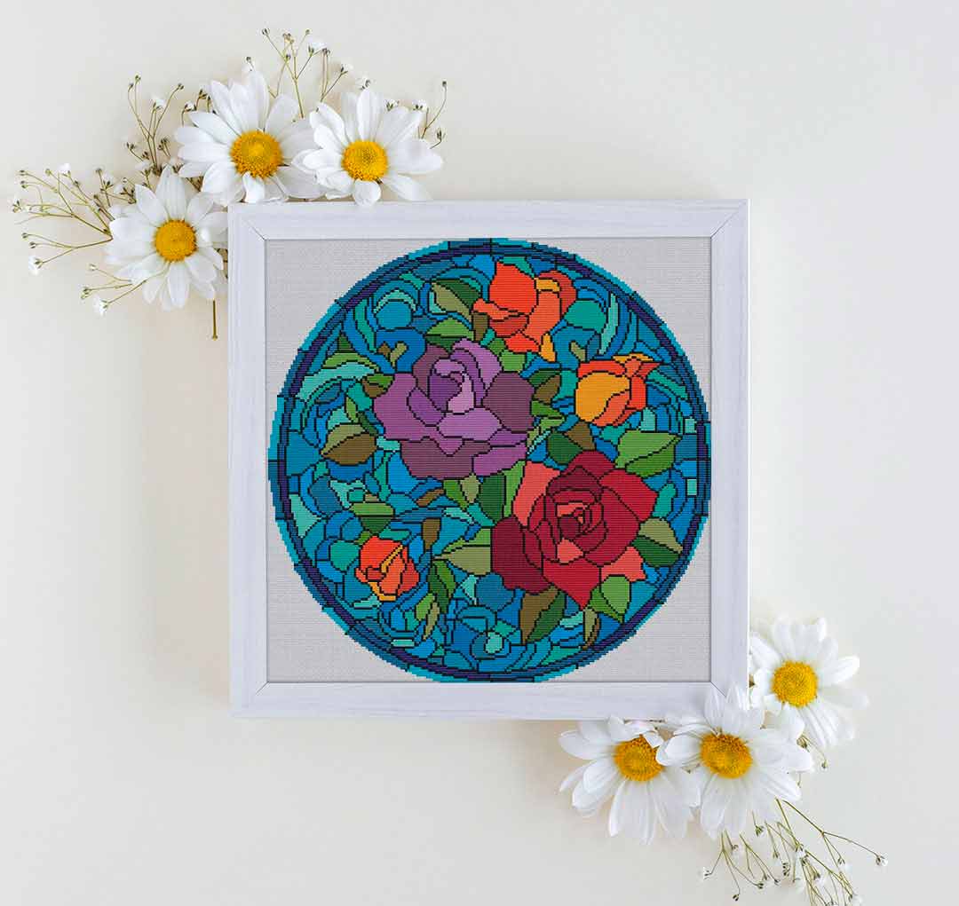 Stained Glass May Flowers - Cross Stitch Pattern