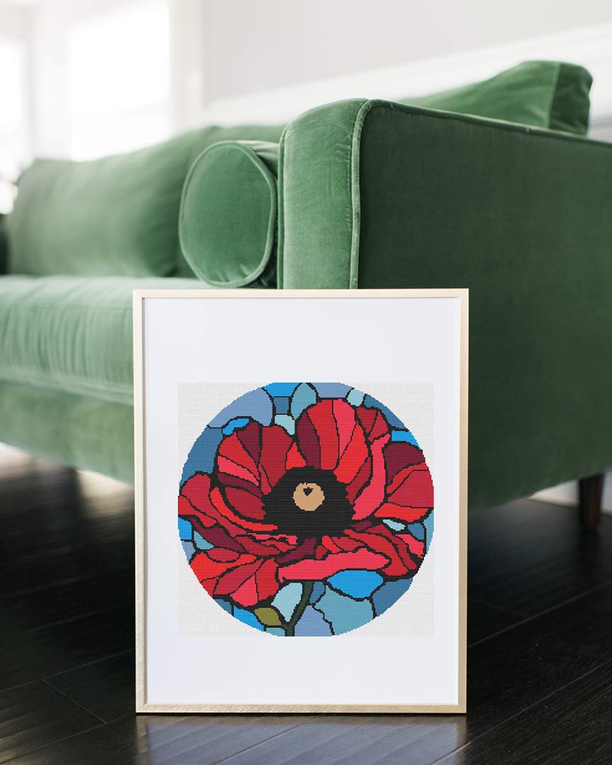 Stained Glass Poppy - PDF Cross Stitch Pattern