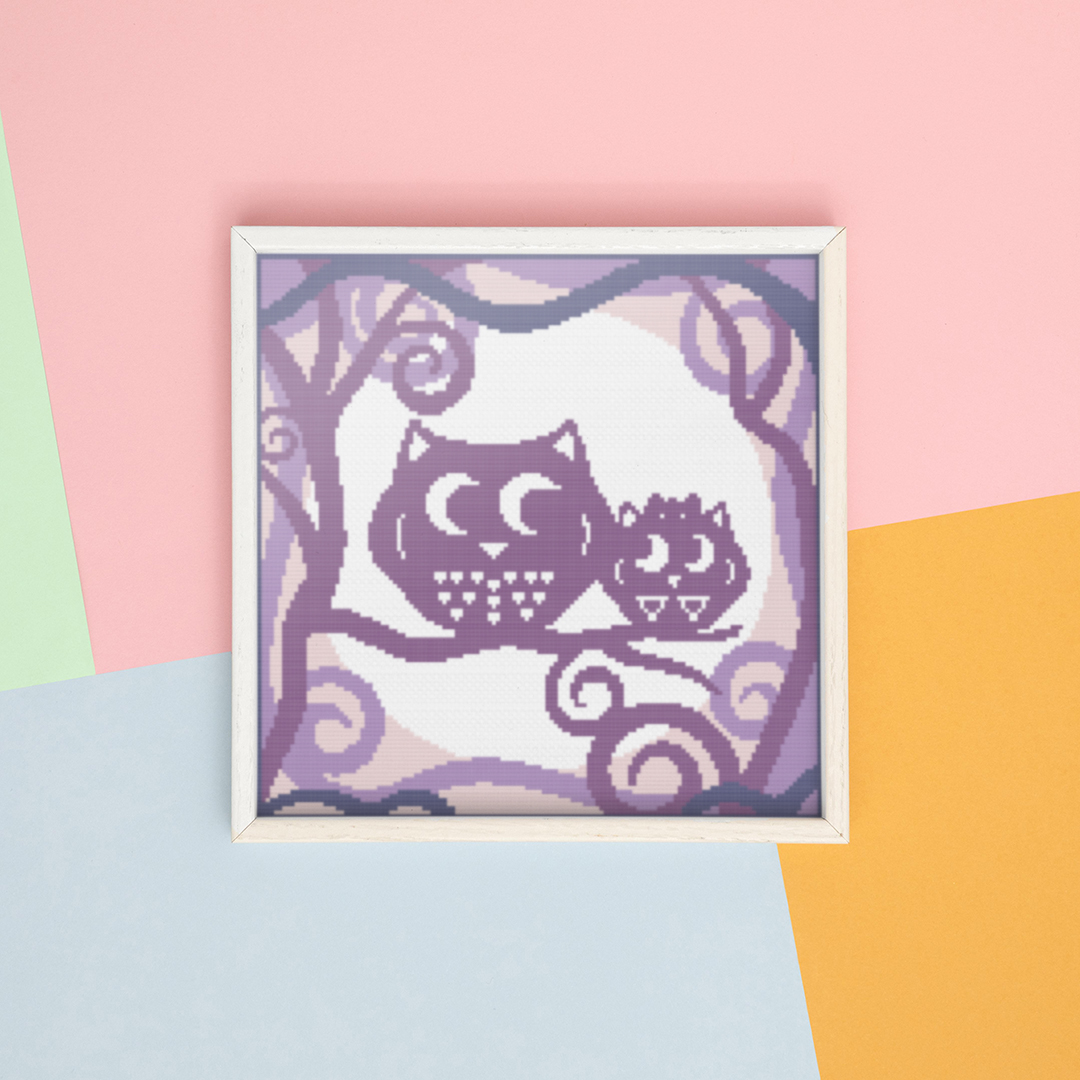 Two Spring Owls - Cross Stitch Pattern