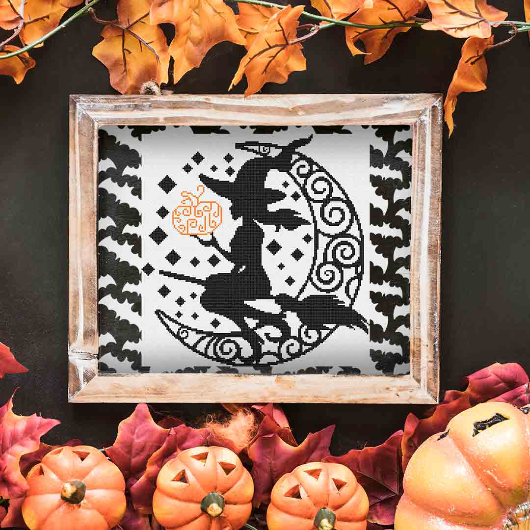 Witch's Crescent - Halloween Cross Stitch Pattern