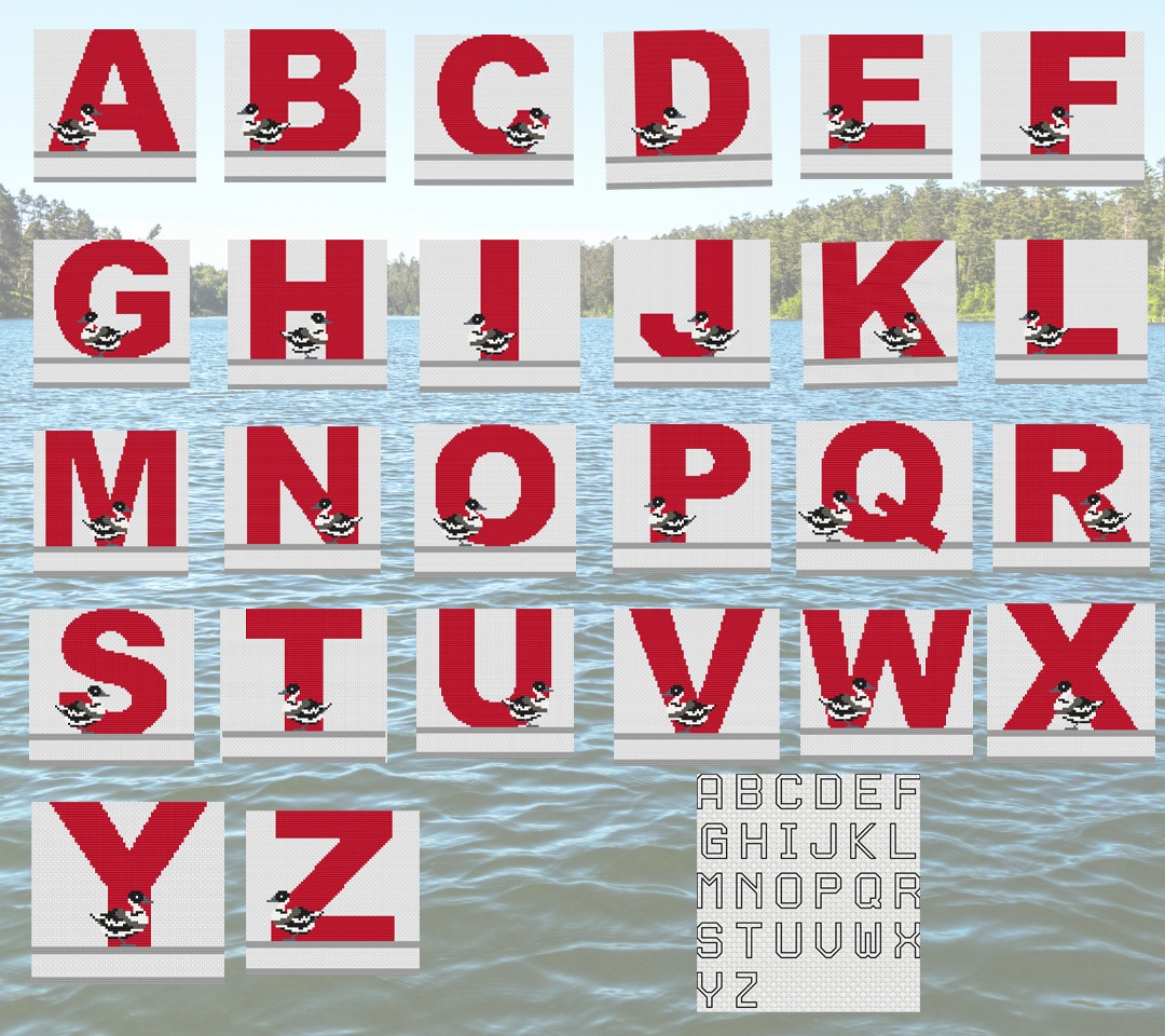 Canada Geese Monograms - PDF Cross Stitch Pattern, zoomed in. Select this picture to zoom back out.