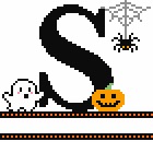 Spooky Monograms - Halloween Cross Stitch Pattern, different perspective #1, zoomed in. Select this picture to zoom back out.