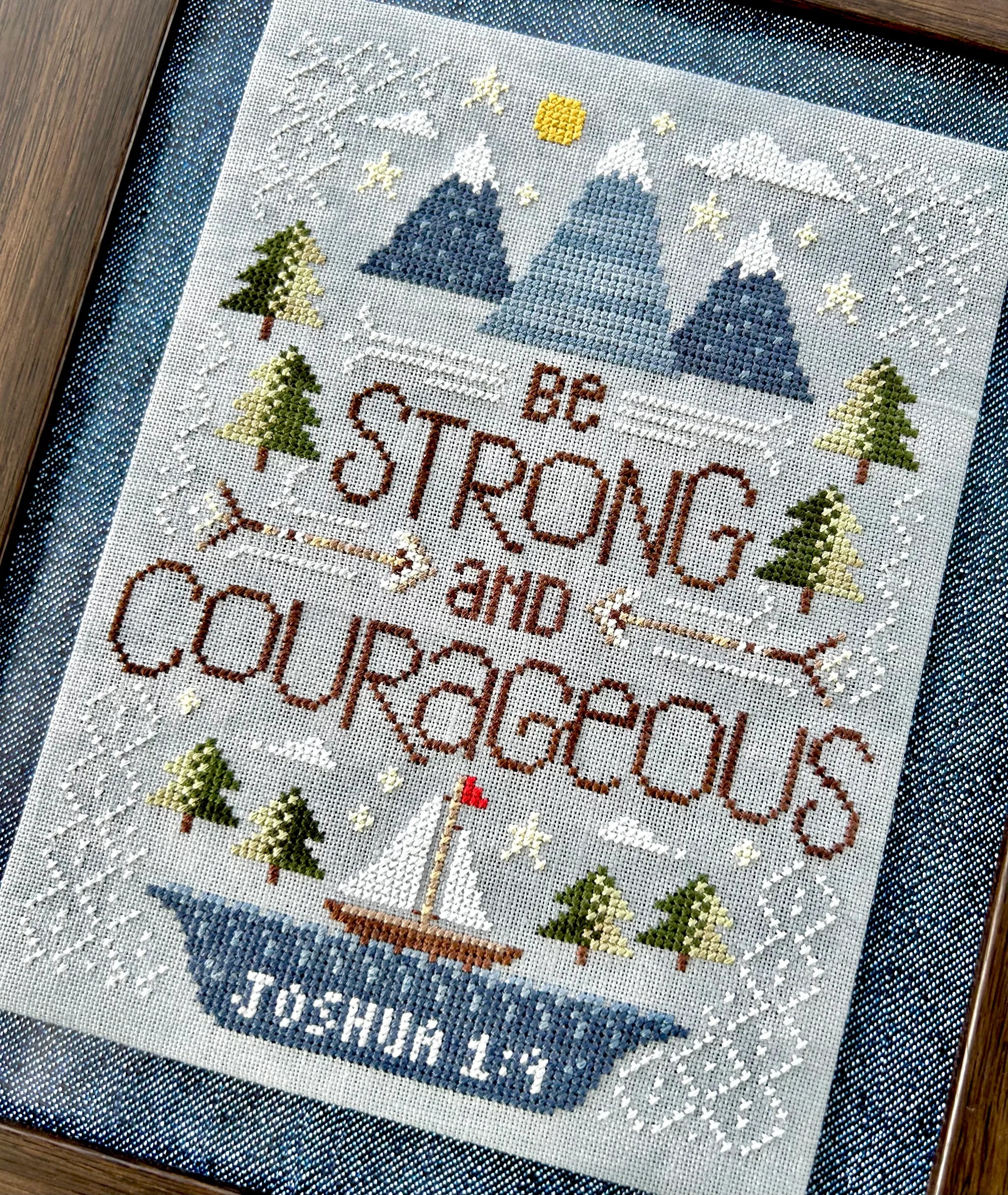 Strong and Courageous - Christian Cross Stitch Pattern