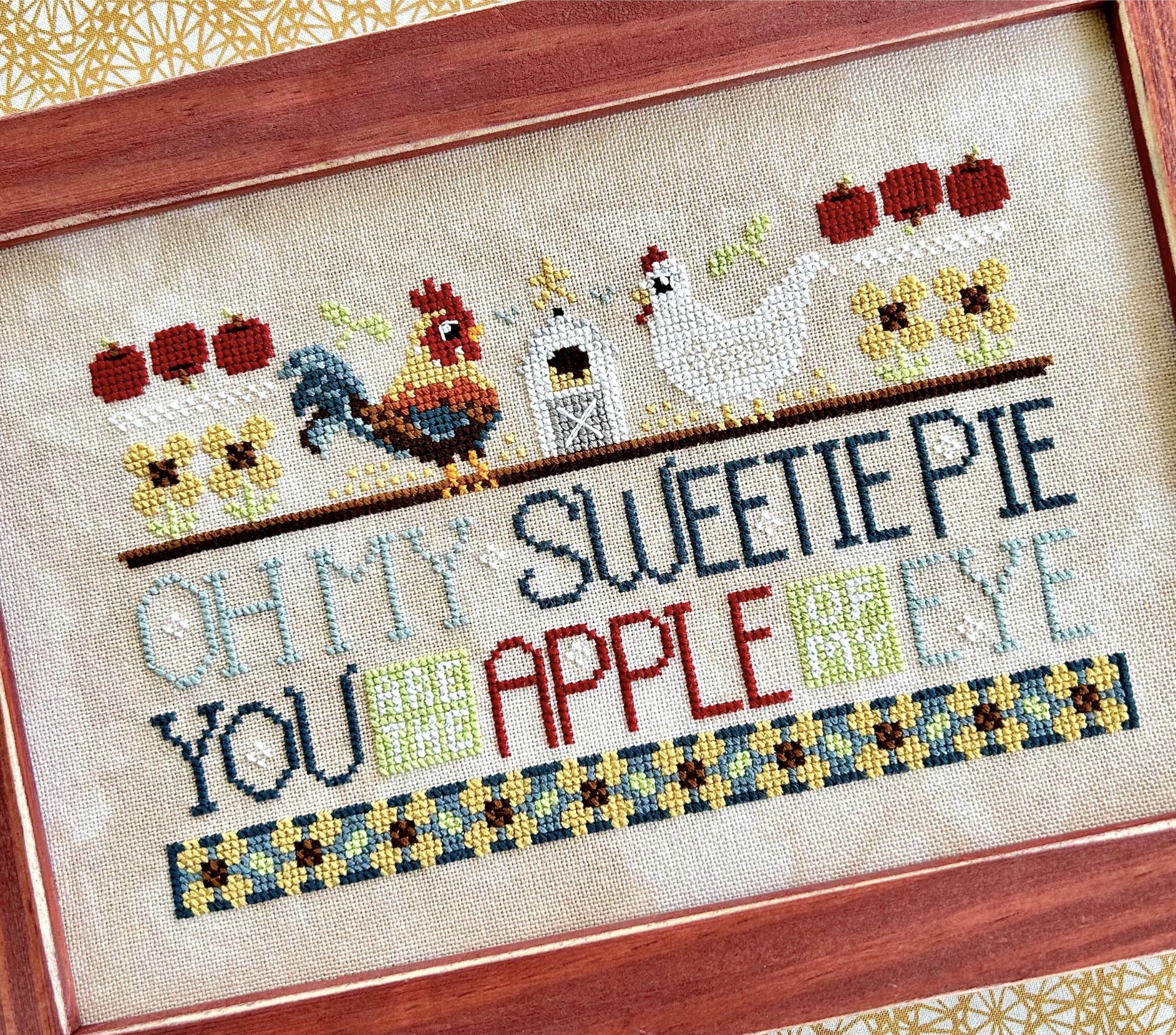 WordyBirds - September - Cross Stitch Pattern, zoomed in. Select this picture to zoom back out.