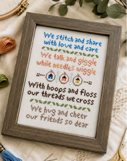 Stitch & Share - Cross Stitch Pattern, zoomed in. Select this picture to zoom back out.