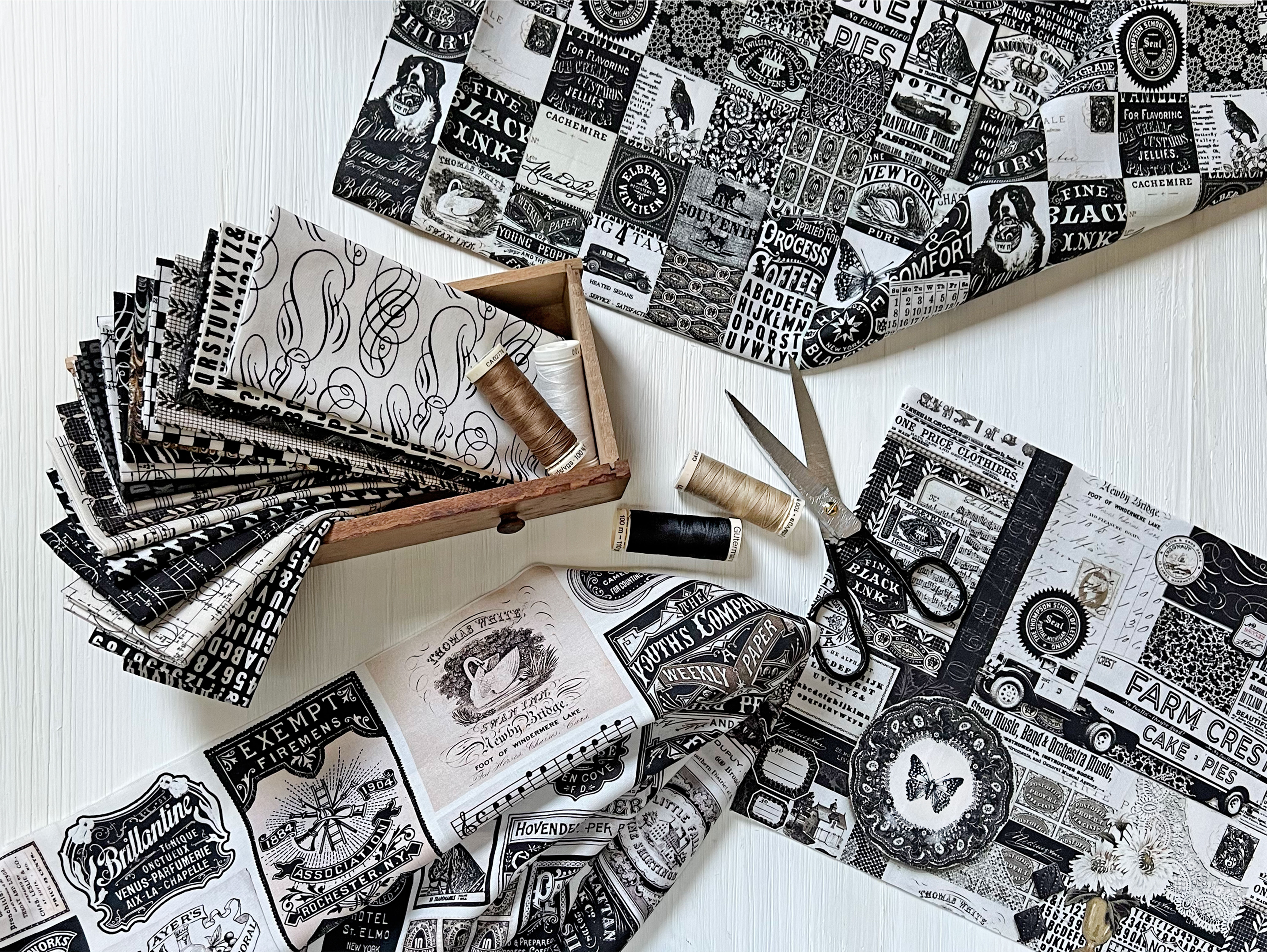 Sable & Swan Numbers - Ecru - Quilt Fabric