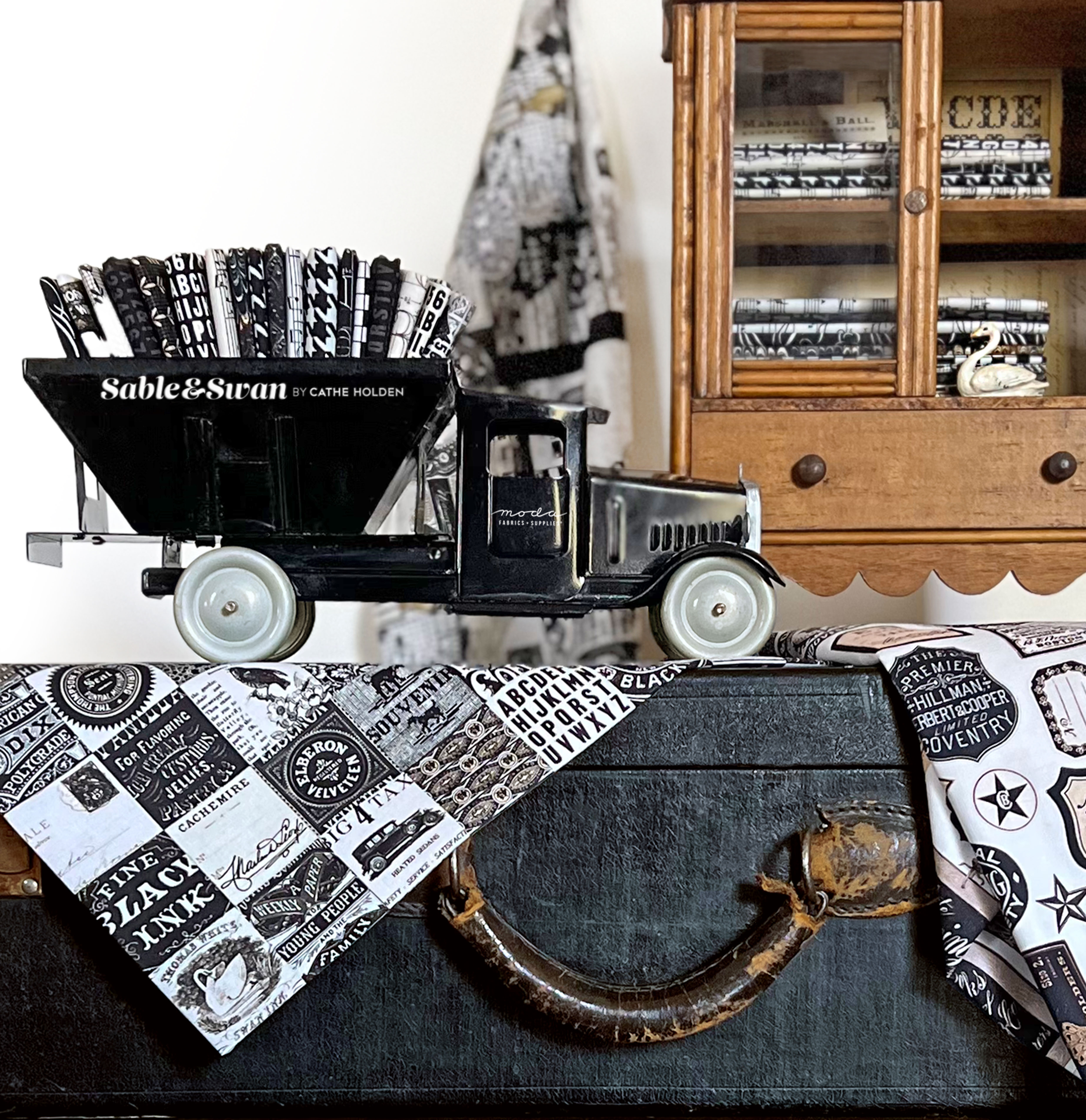 Sable & Swan Numbers - Ecru - Quilt Fabric