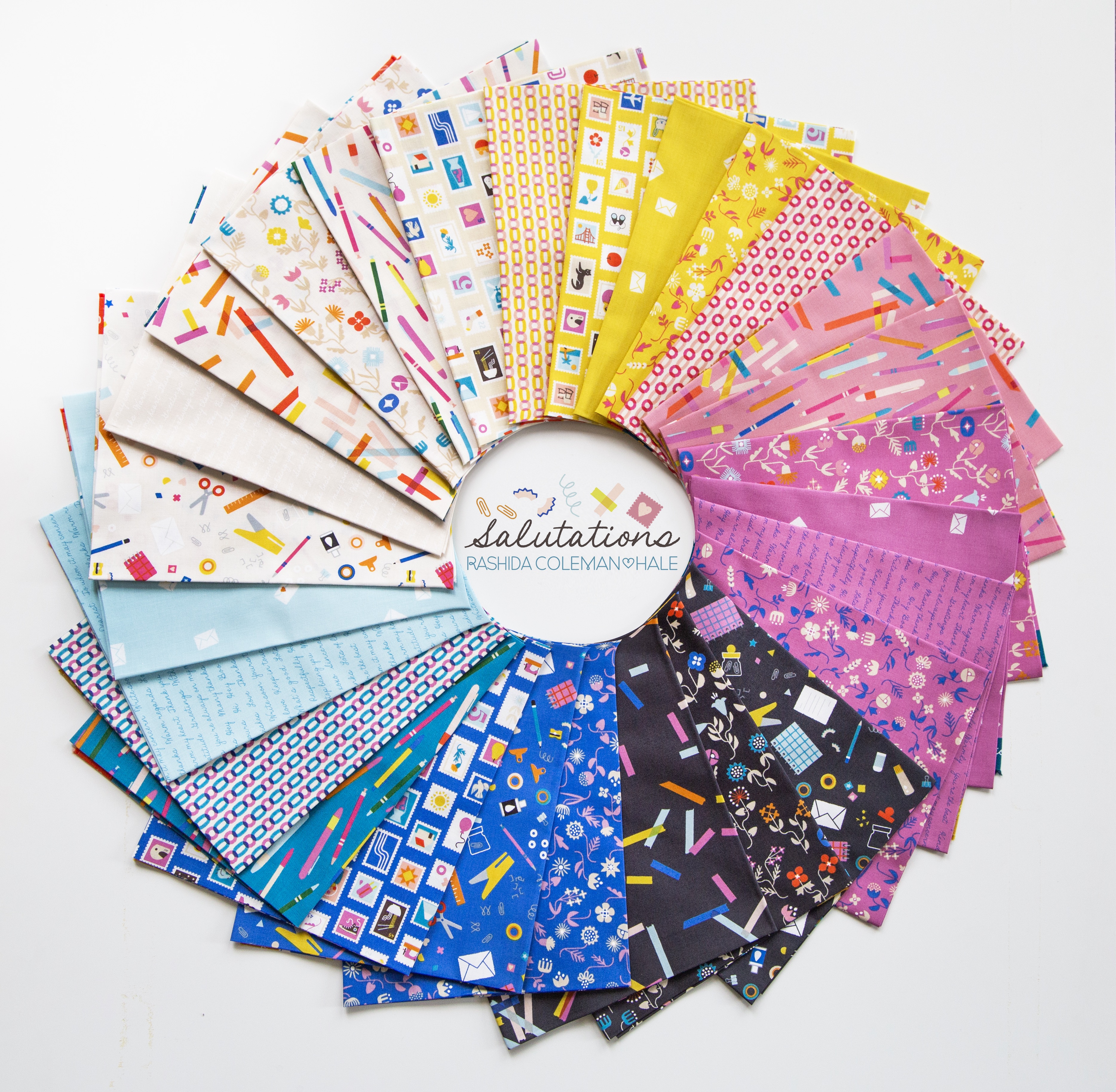 Salutations Flowers Heliotrope - Quilt Fabric
