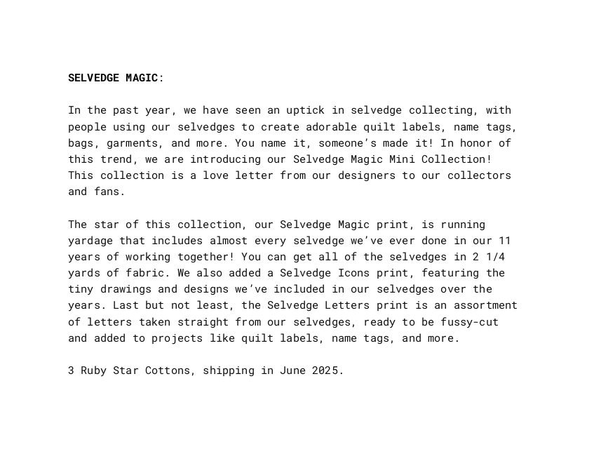 Selvedge Magic Icons Multi - Quilt Fabric