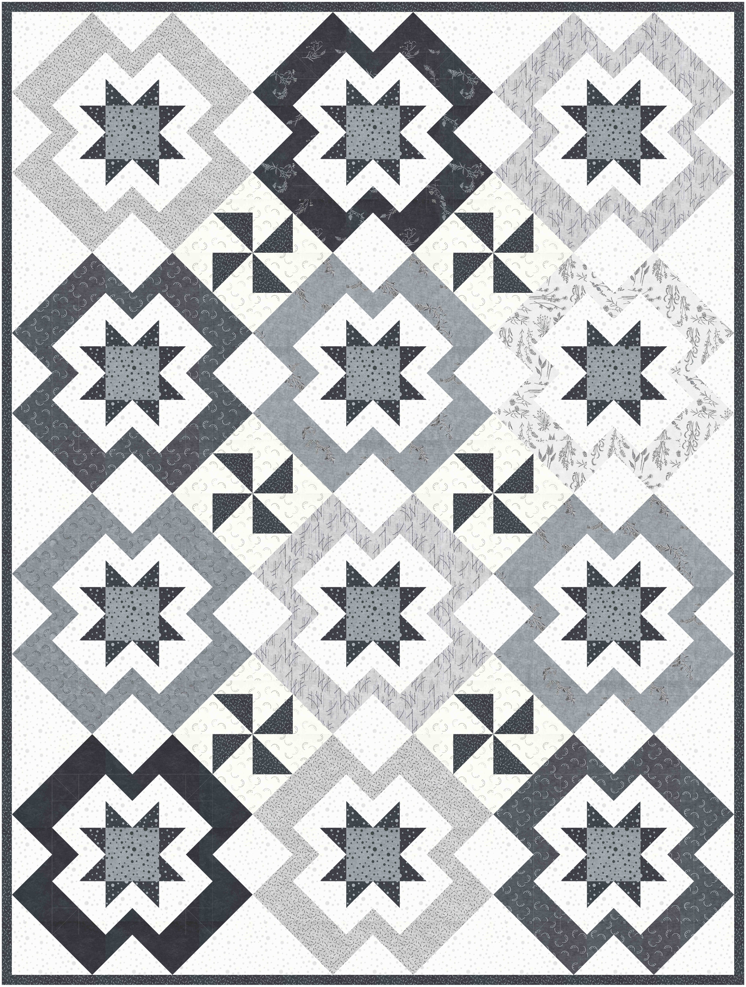 Silhouettes Scatter - Midnight - Quilt Fabric