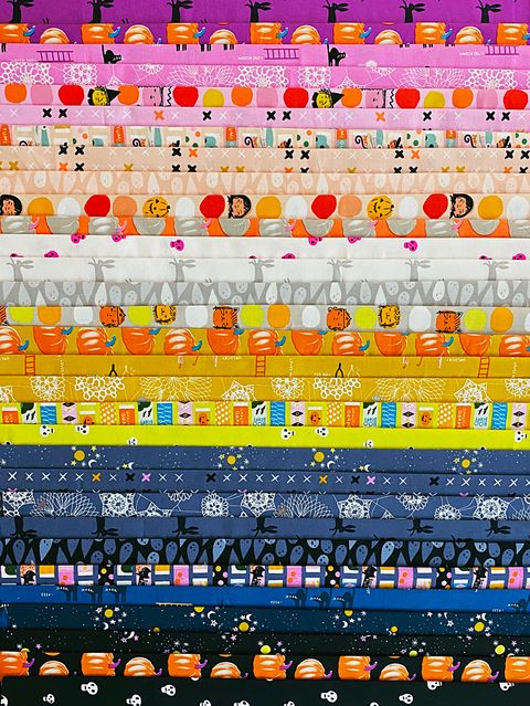 Spooky Darlings Goldenrod - Unlucky Cat - Quilt Fabric