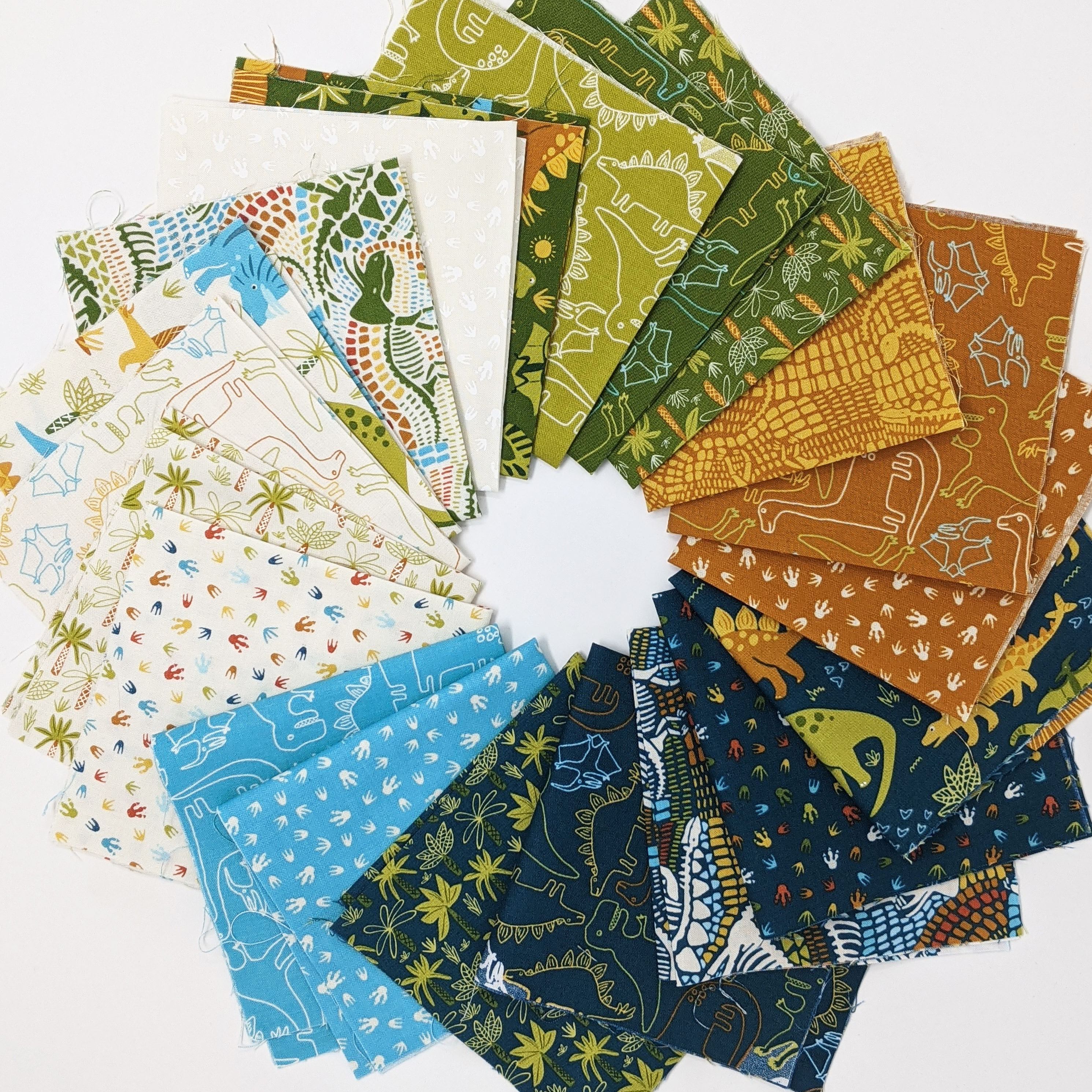Stomp Stomp Roar Teal - Fossil Dinosaurs Fossil - Fabric