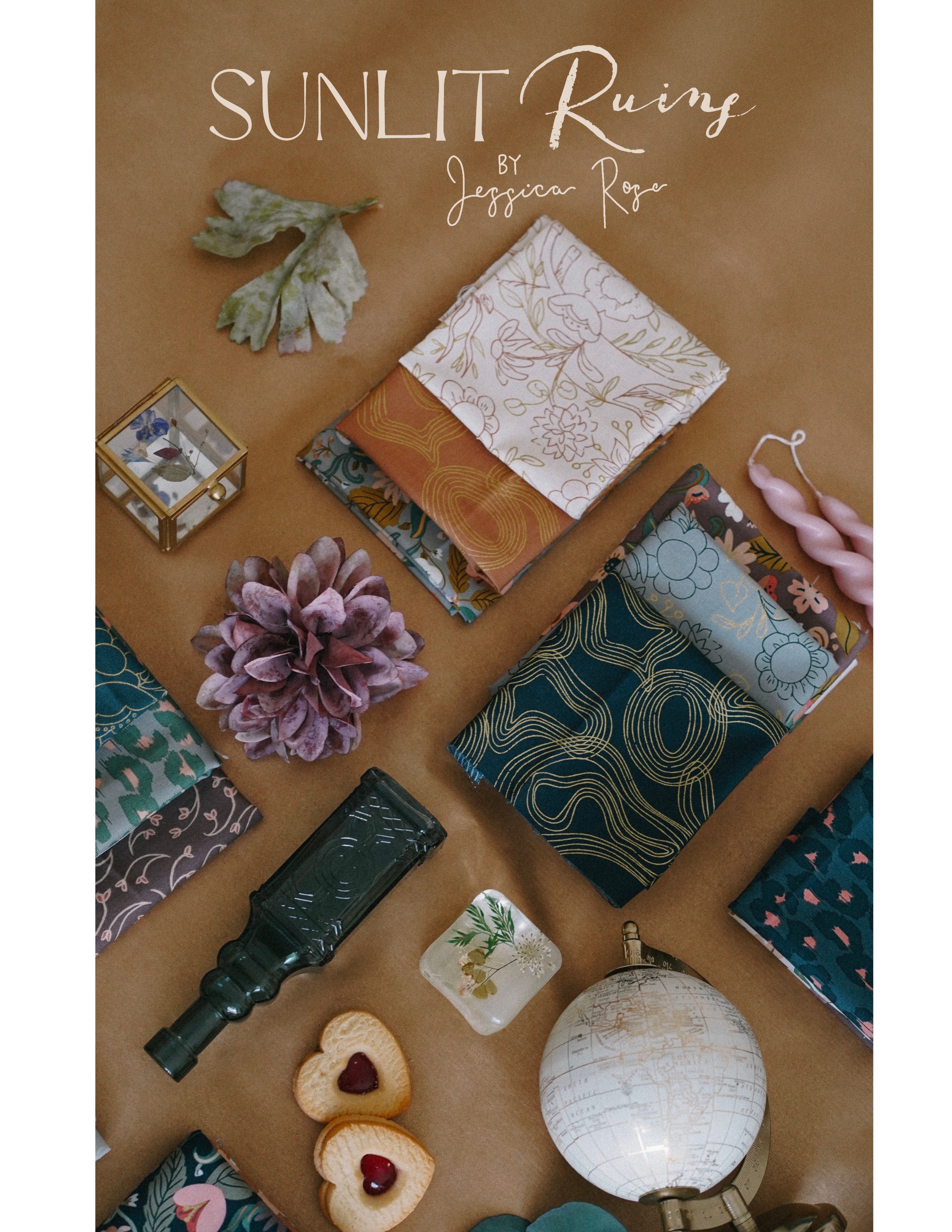 Sunlit Ruins Blossom Metallic Mauve - Quilt Fabric