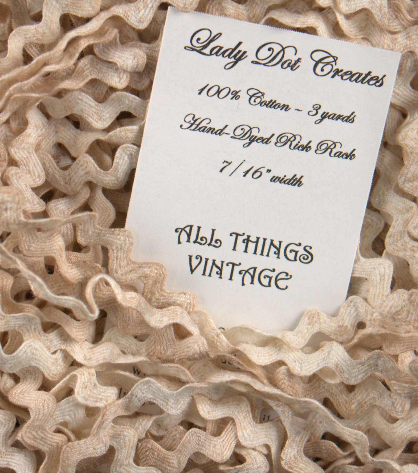 All Things Vintage Tan 7/16 Rick Rack - 3 yards
