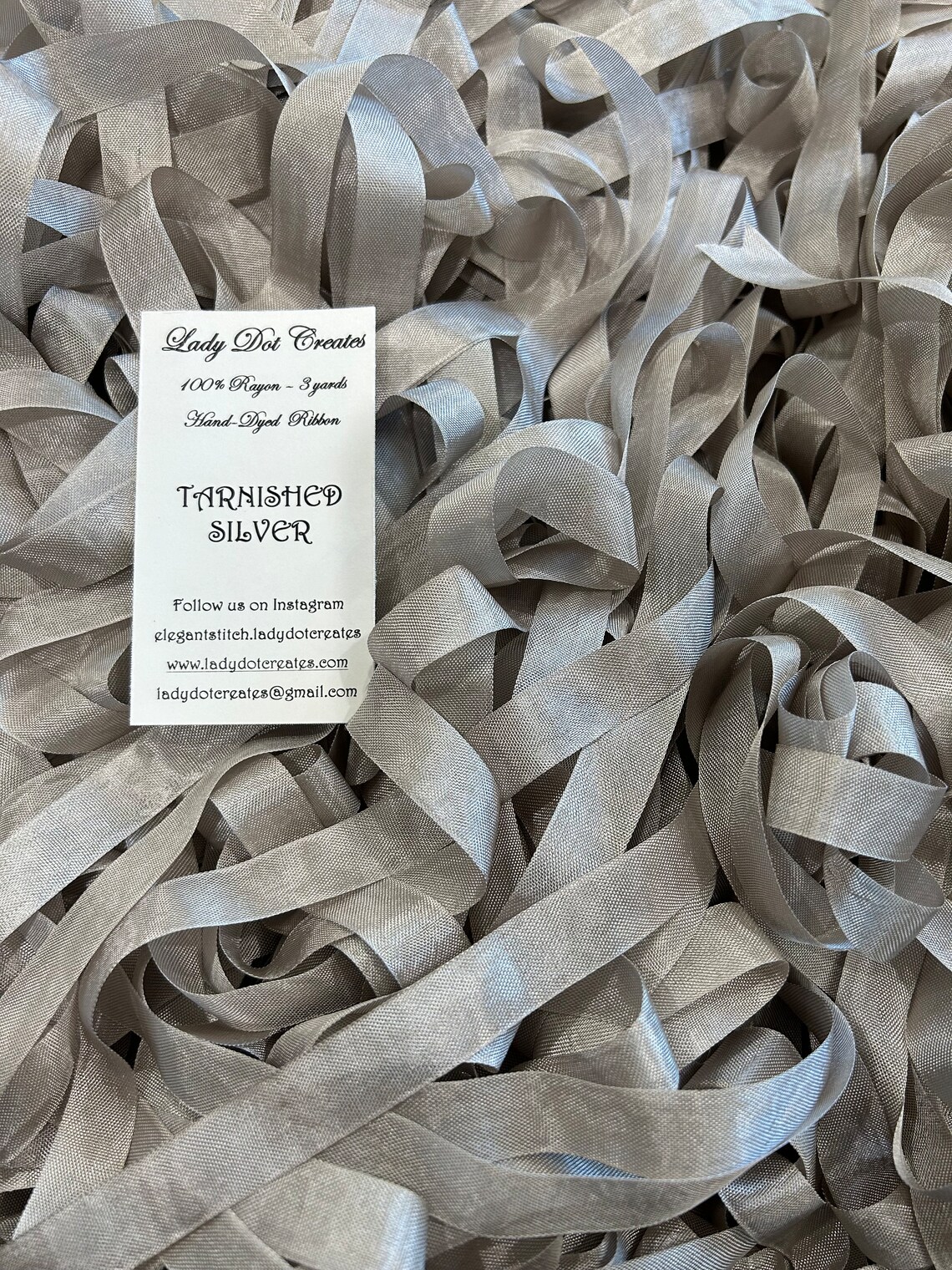 Tarnished Silver 9/16" Rayon Ribbon Trim (3 Yards)