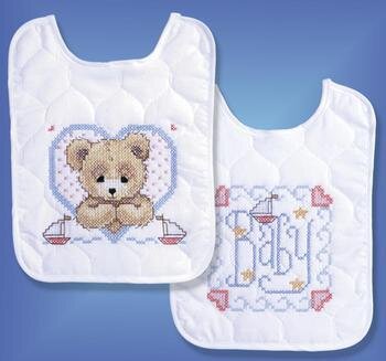 Bedtime Prayer Boy Bib Pair - Stamped Cross Stitch Kit