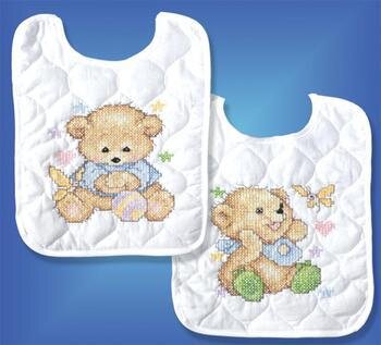 Baby Bears Bib Pair - Stamped Cross Stitch Kit