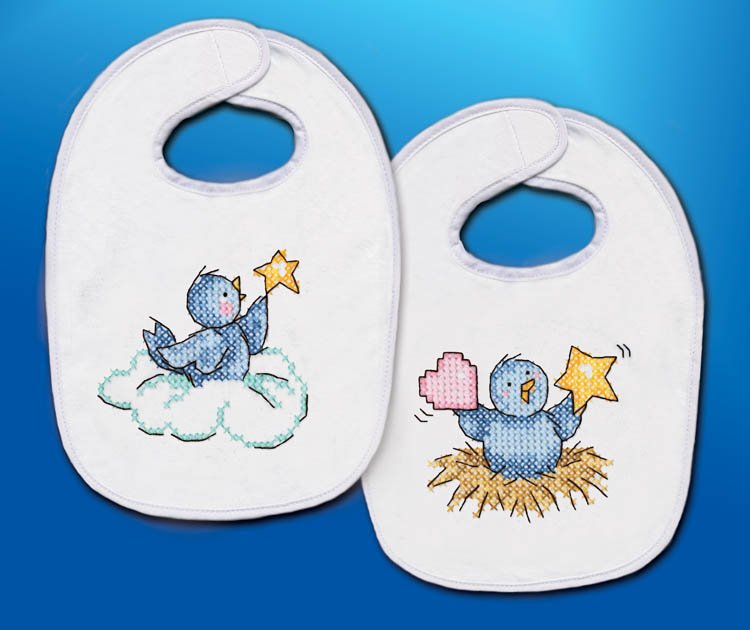 Baby Birds (Balloon Ride) Bibs - Cross Stitch Kit