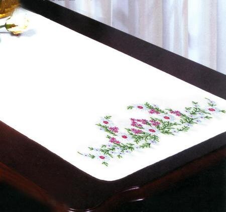 Meadow Flowers Dresser Scarf - Stamped Embroidery Kit