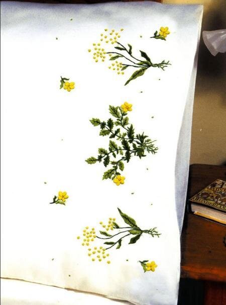 Buttercups Pillowcase Pair - Stamped Embroidery Kit