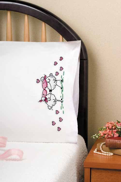 Kissing Sheep - Pillowcase Embroidery Kit