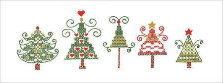 Christmas Trees Pillowcase Pair - Stamped Embroidery Kit