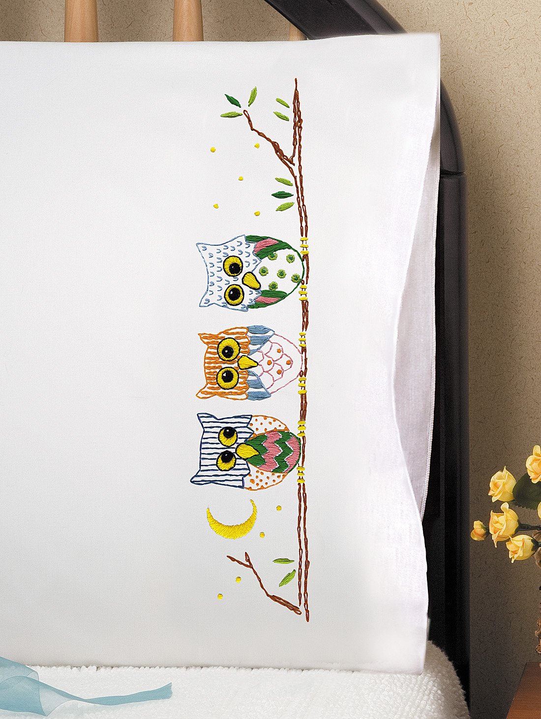 Colorful Owls - Pillowcase Embroidery Kit