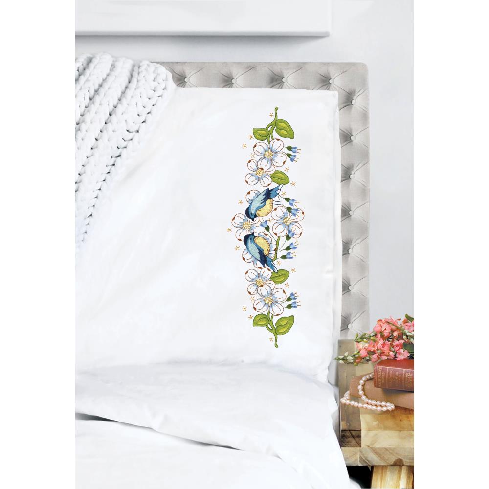 Blue Birds - Embroidery Pillowcase
