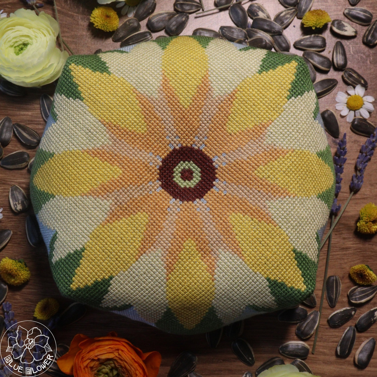 Sunflower Biscornu - Cross Stitch Pattern