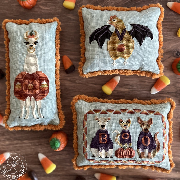 Candy Corn Crew - Halloween Cross Stitch Pattern, zoomed in. Select this picture to zoom back out.