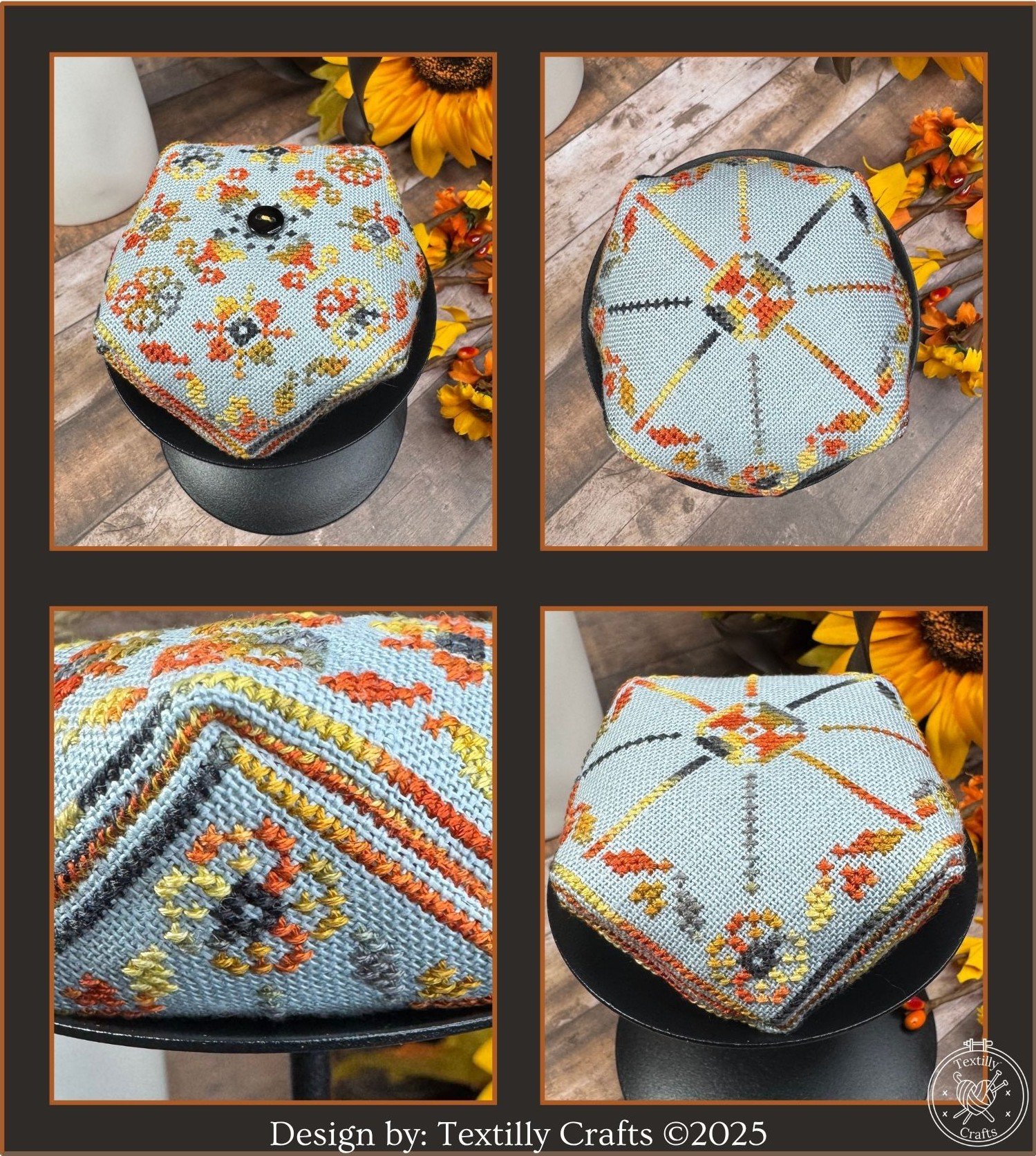 Harvest Hearth Biscornu - Cross Stitch Pattern