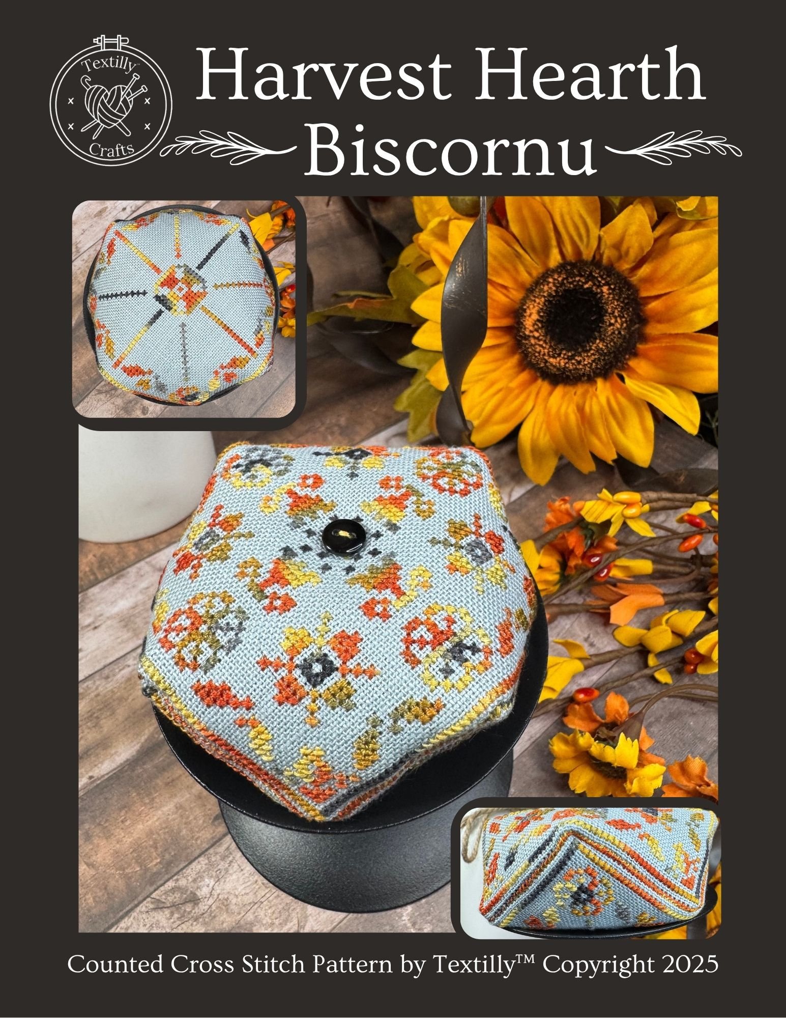 Harvest Hearth Biscornu - Cross Stitch Pattern