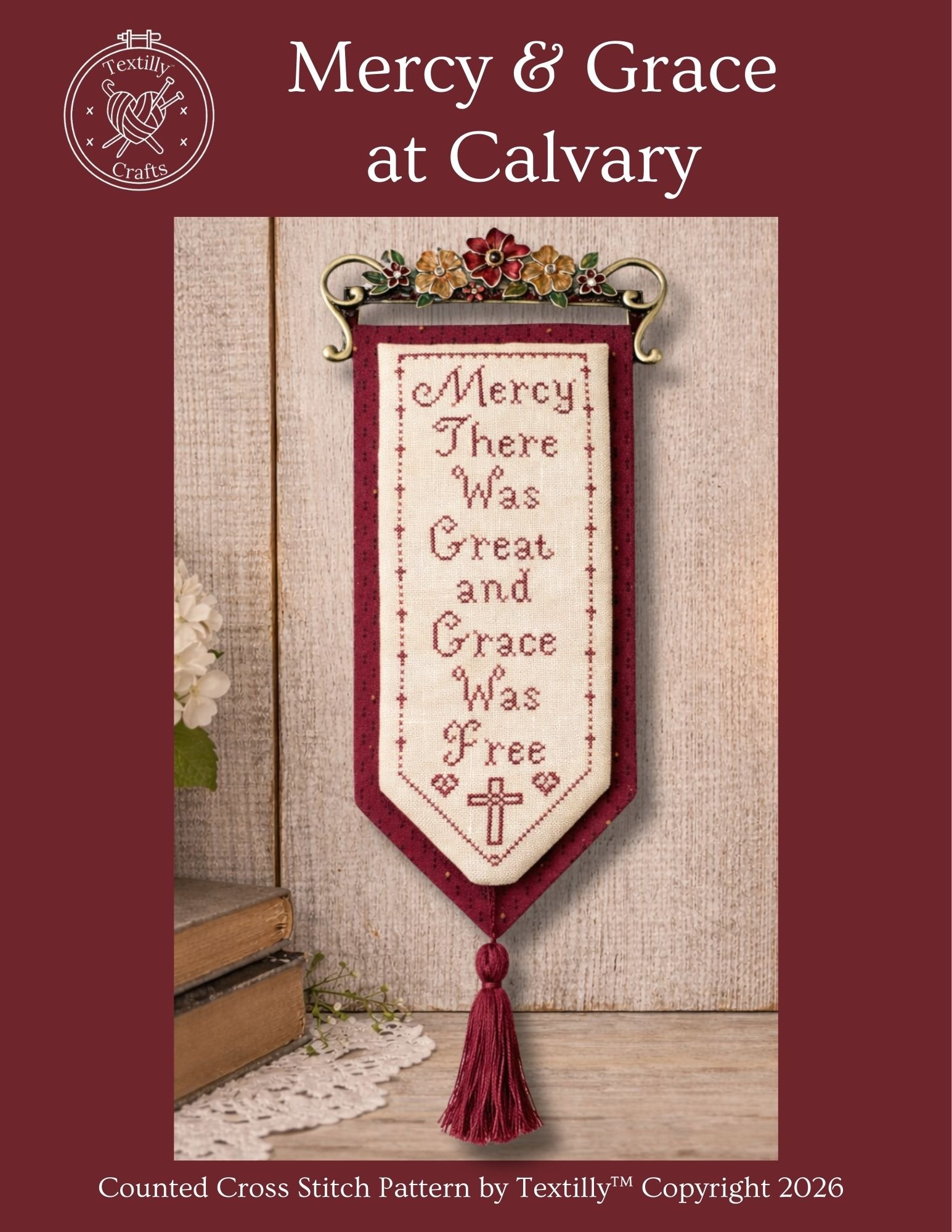 Mercy & Grace at Calvary - Christian Cross Stitch Pattern