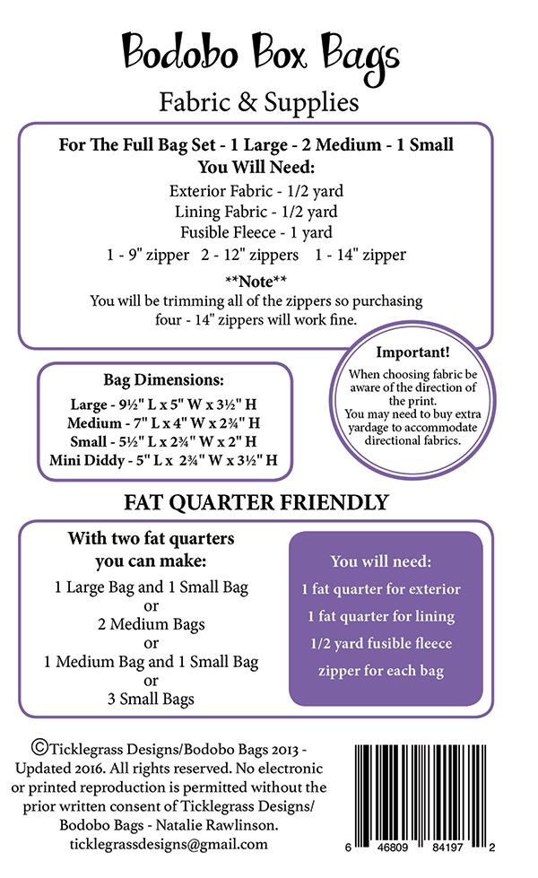 Bodobo Box Bags - Sewing Pattern