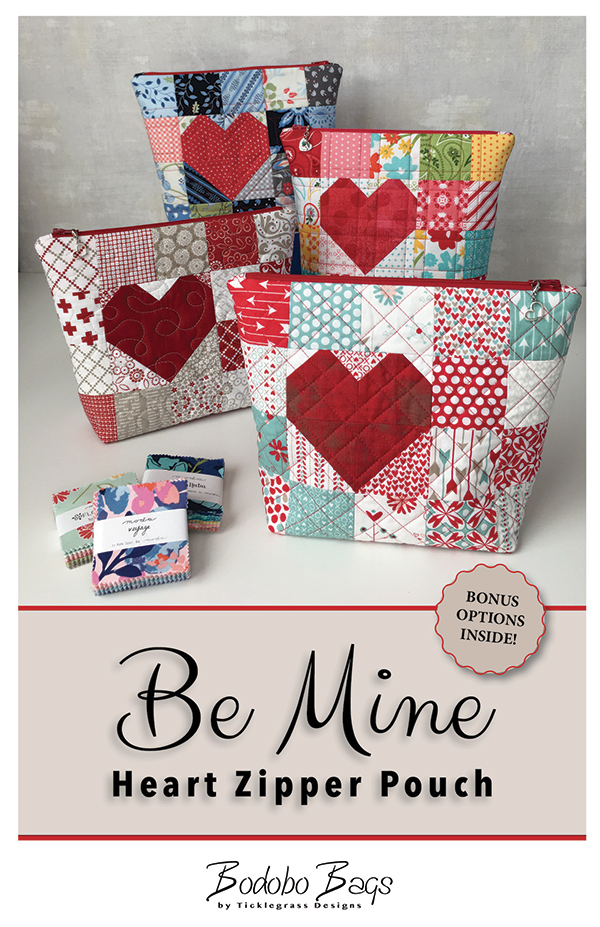 Be Mine Heart Zipper Pouch - Sewing Pattern