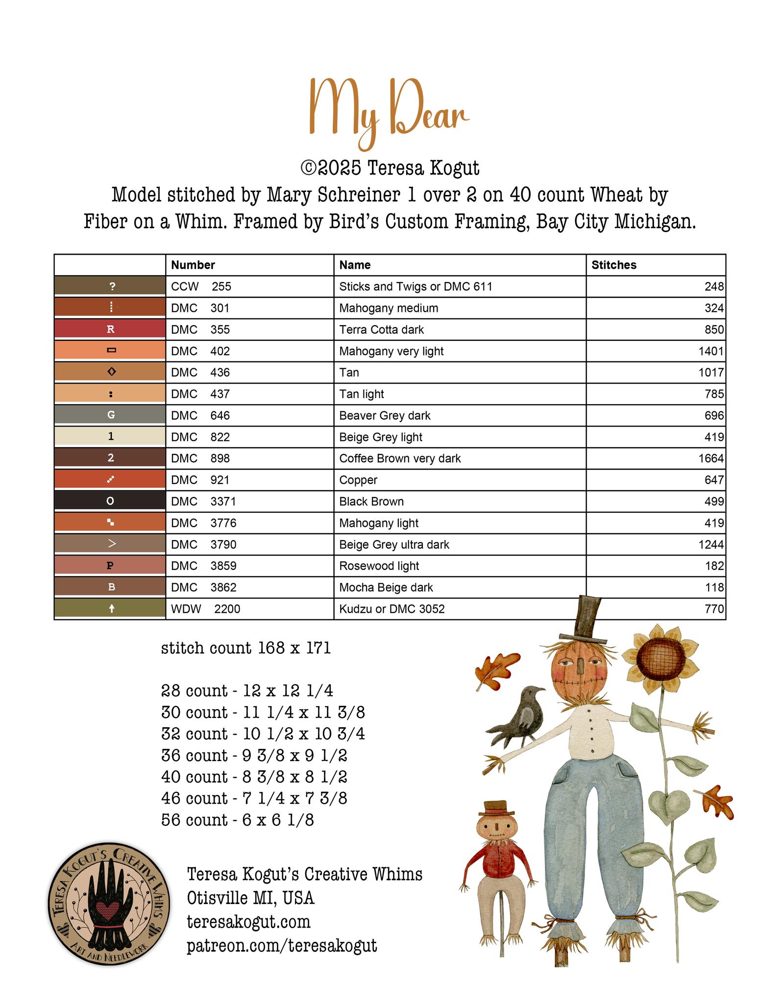 My Dear - Thanksgiving Cross Stitch Pattern