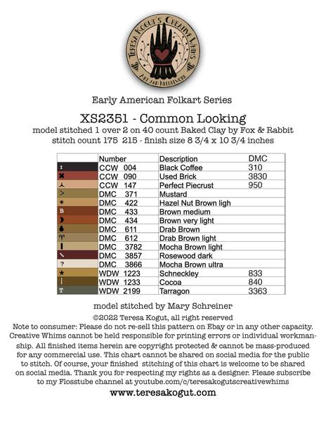 Common Looking - Cross Stitch Pattern
