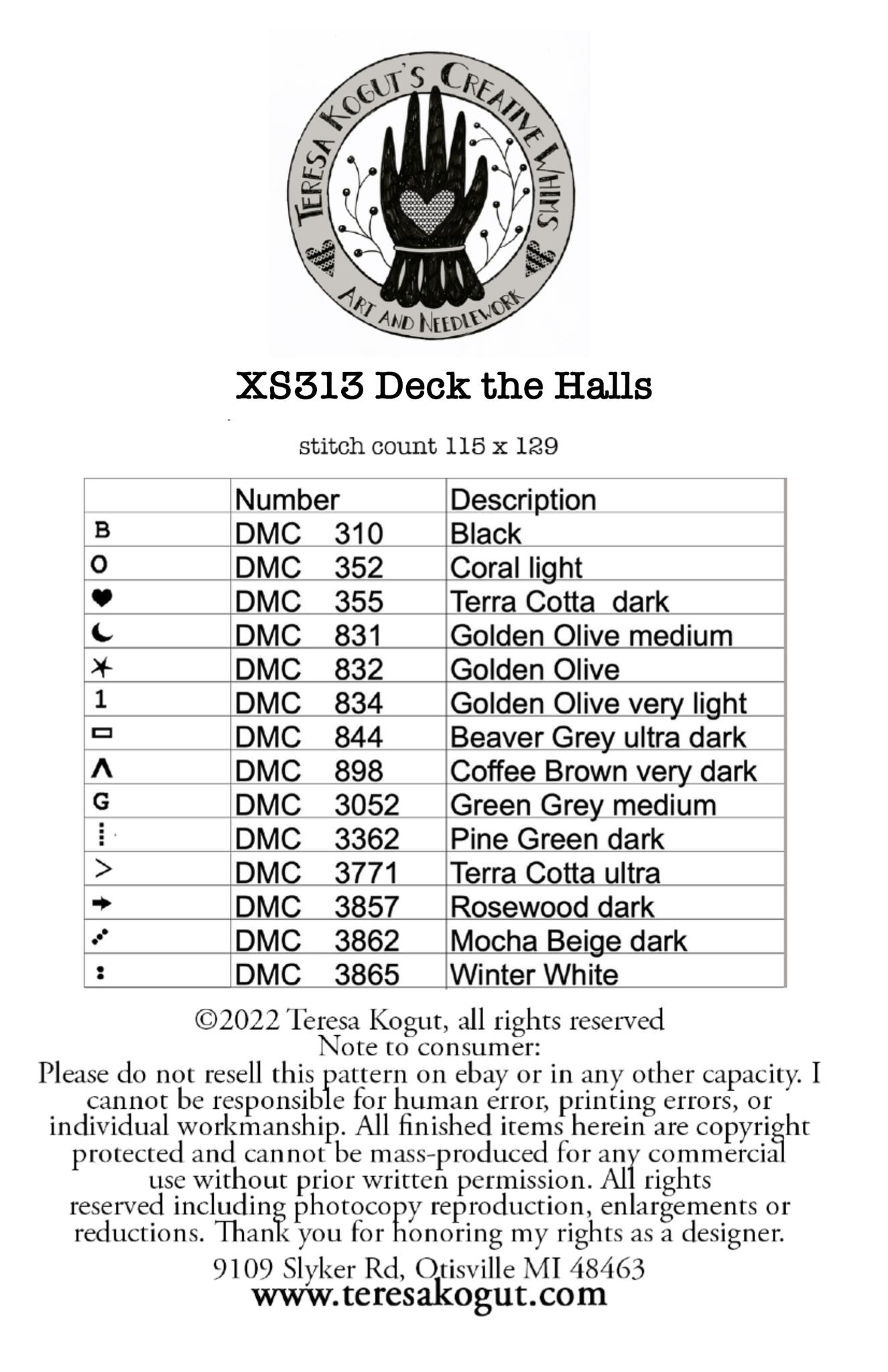 Deck The Halls - Christmas Cross Stitch Pattern