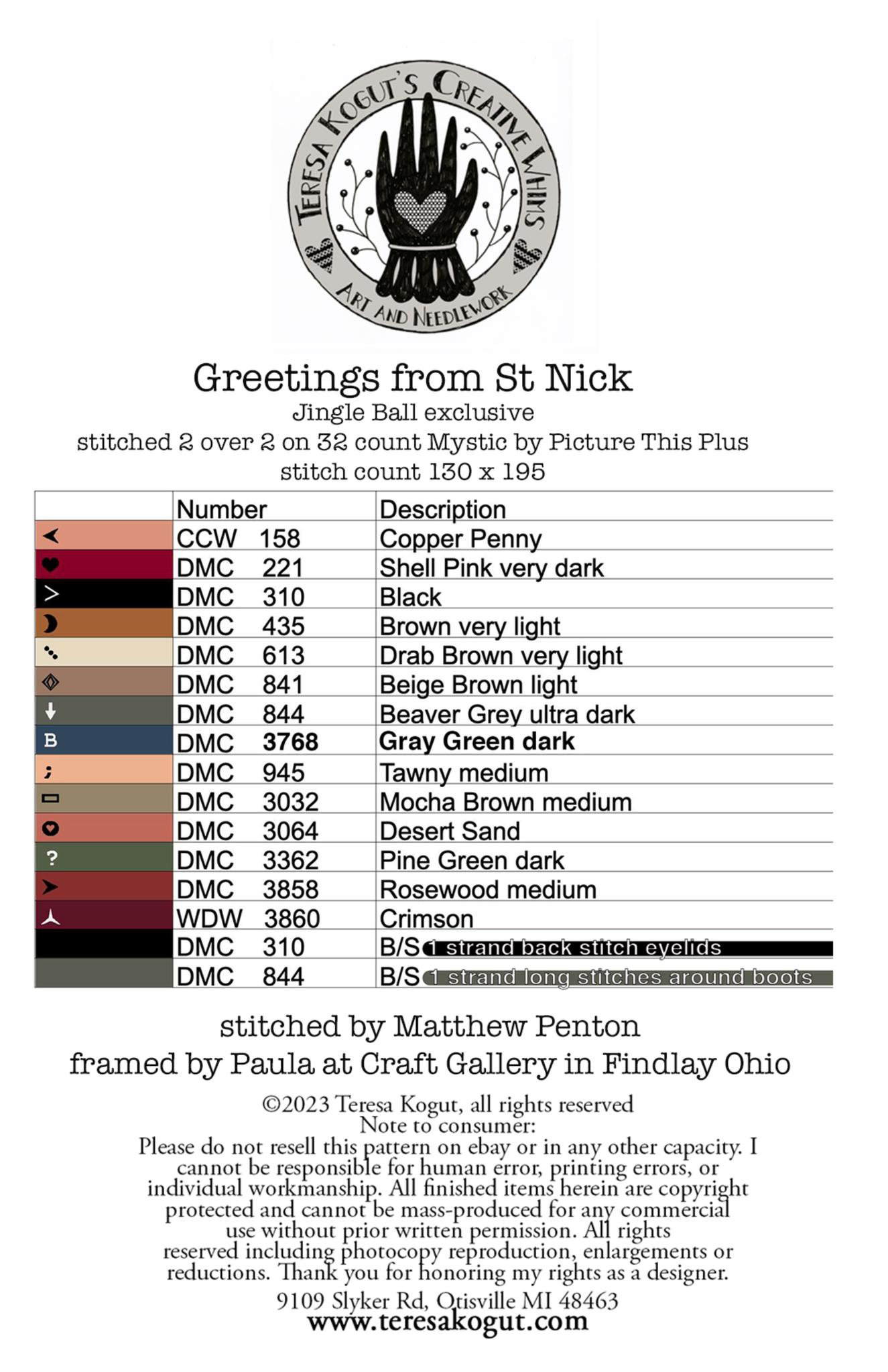 Greetings From St. Nick - Christmas Cross Stitch Pattern