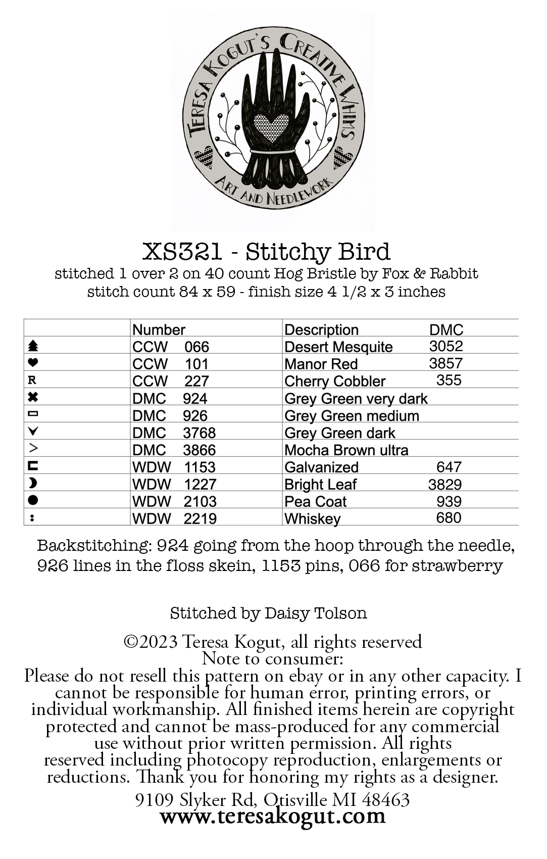 Stitchy Bird - Cross Stitch Pattern