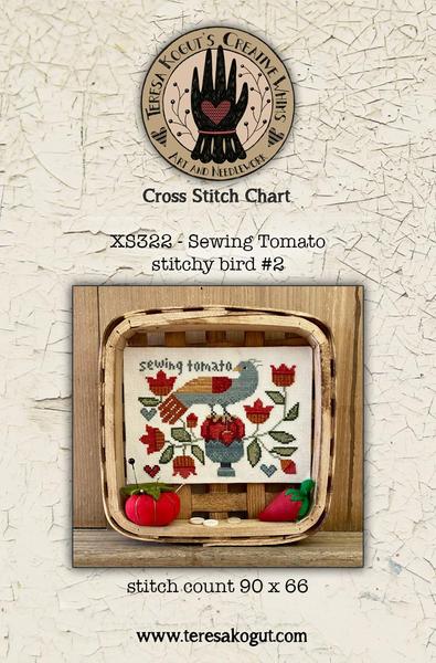 Sewing Tomato Stitchy Bird #2 - Cross Stitch Pattern