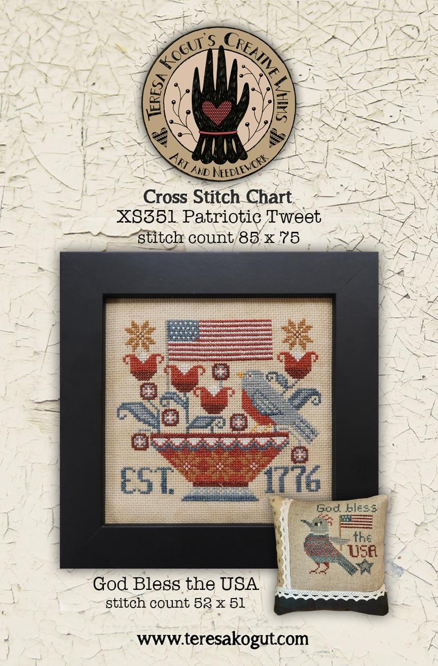 Patriotic Tweet & God Bless the USA - Cross Stitch Pattern