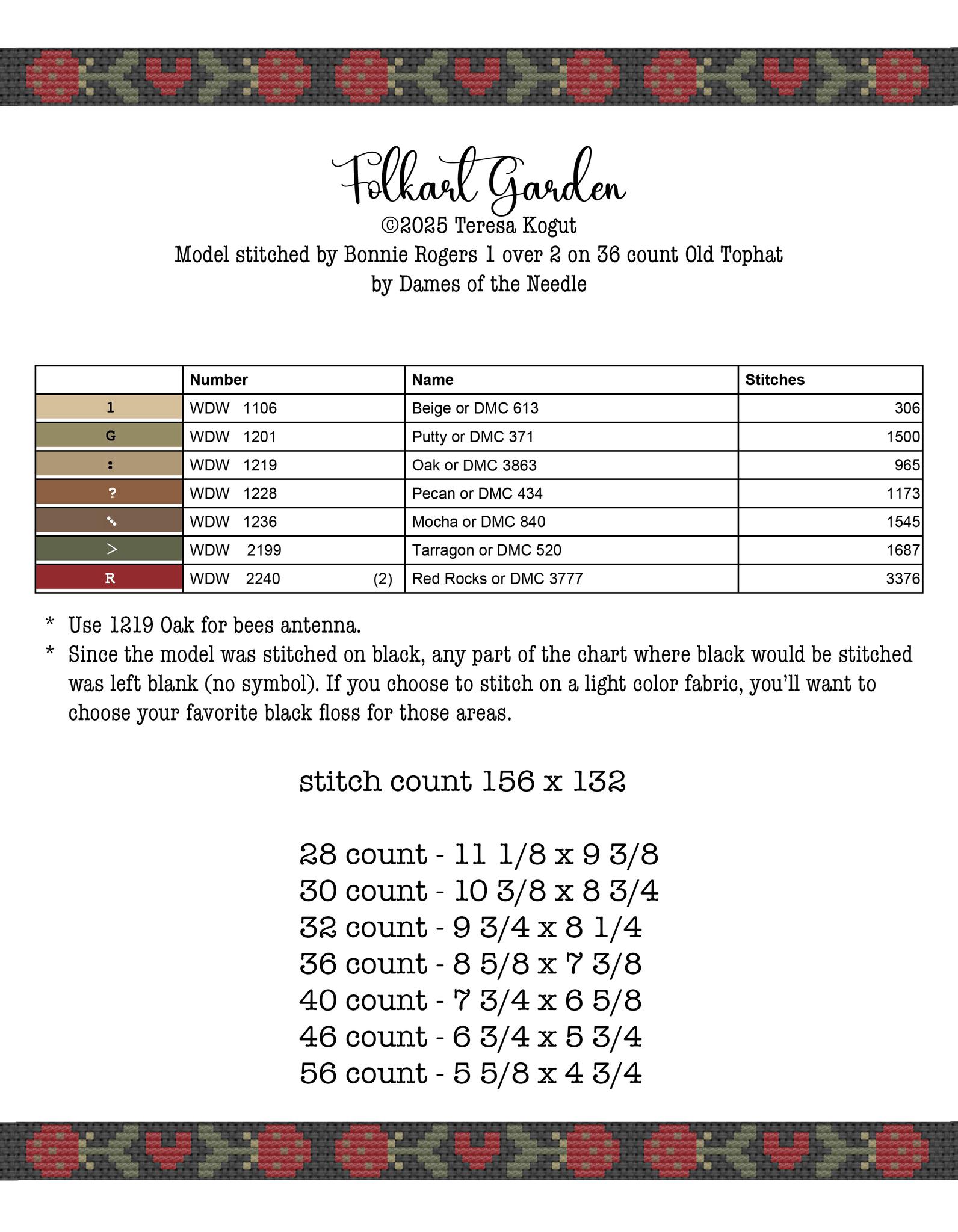 Folkart Garden - Cross Stitch Pattern