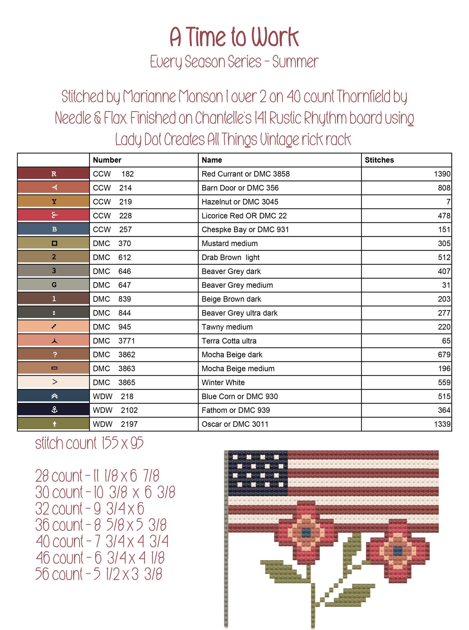 A Time To Work - Patriotic Cross Stitch Pattern