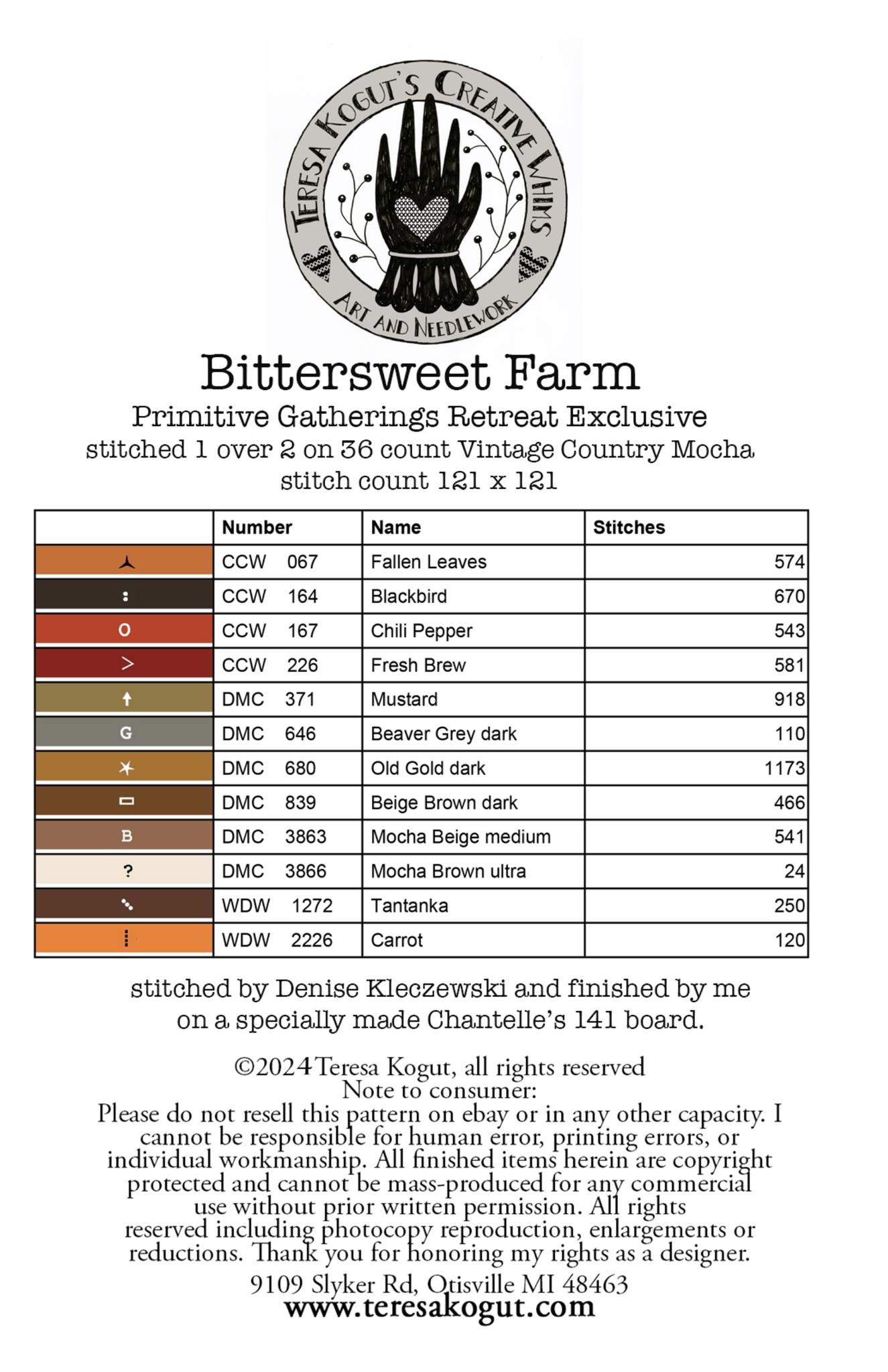 Bittersweet Farm - Thanksgiving Cross Stitch Pattern