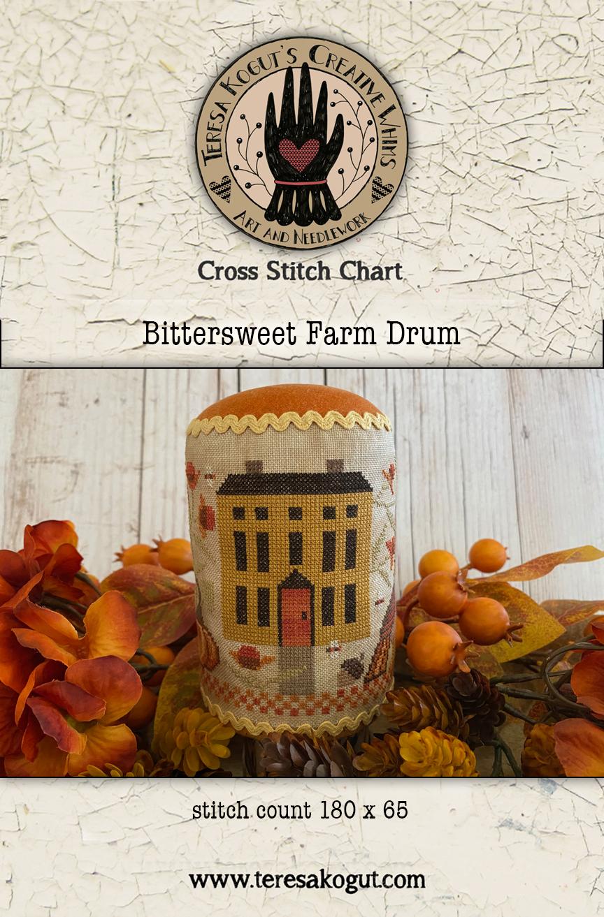 Bittersweet Farm Drum - Thanksgiving Cross Stitch Pattern