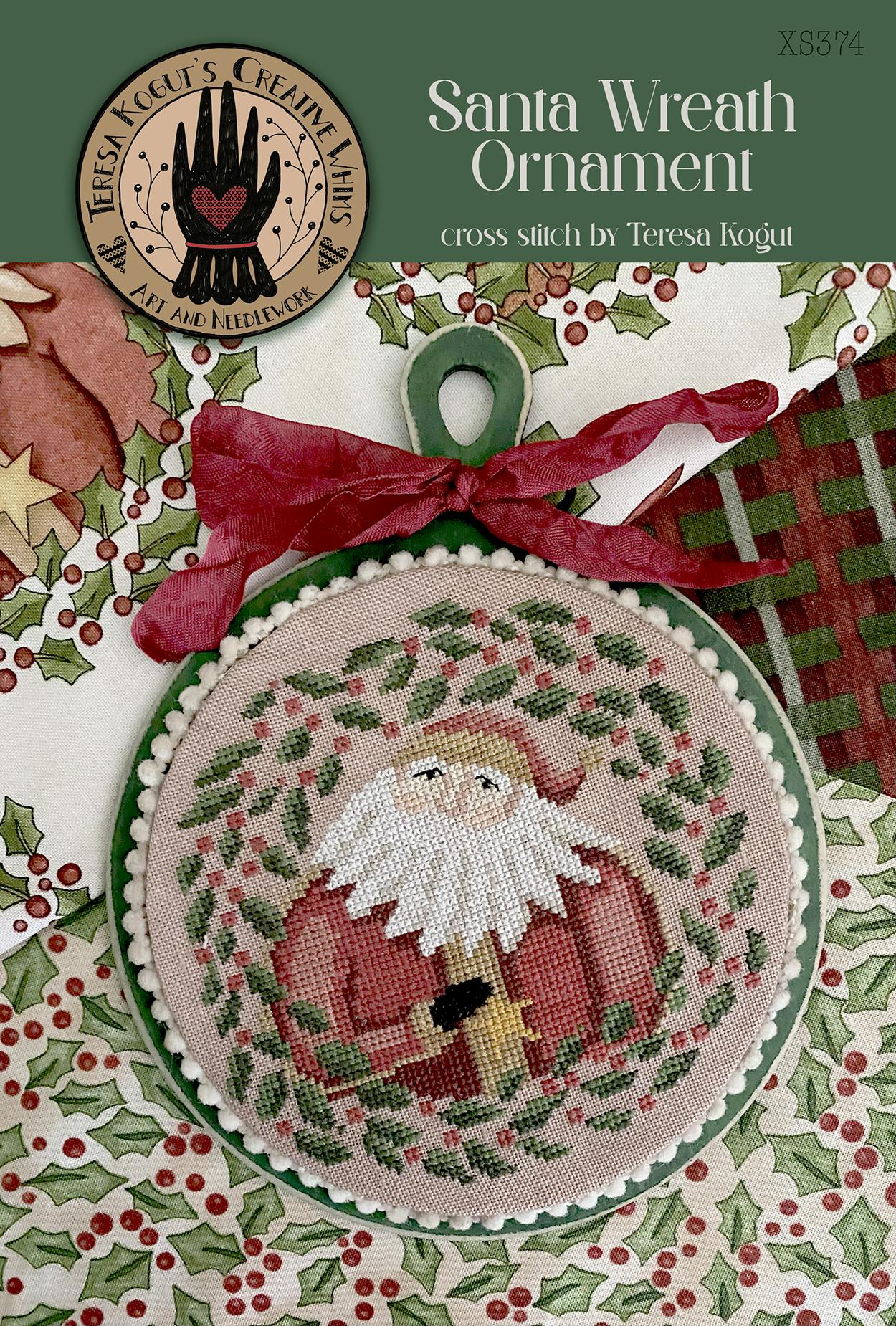 Santa Wreath Ornament - Christmas Cross Stitch Pattern