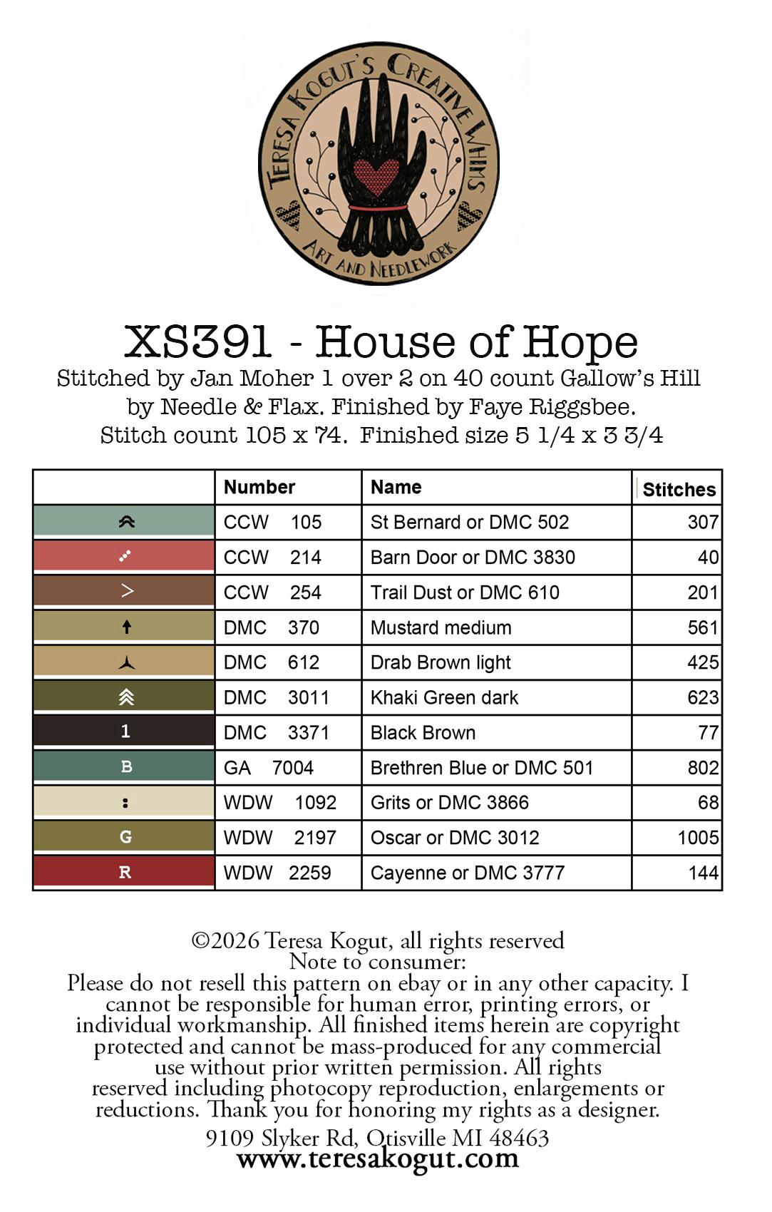 House of Hope - Cross Stitch Pattern, different perspective #1, zoomed in. Select this picture to zoom back out.